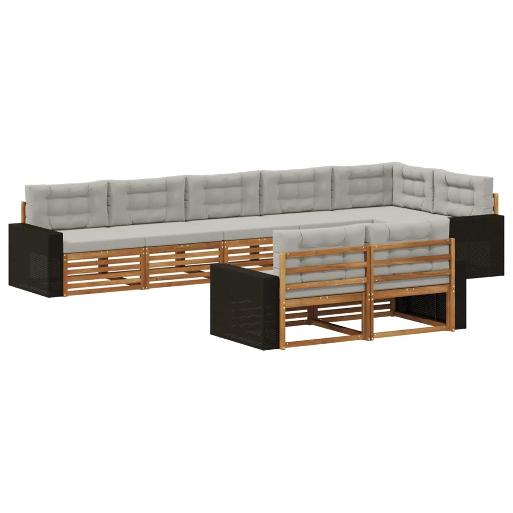 Set di divani da esterno 8 pz Naturale e Grigio Chiaro 3383514