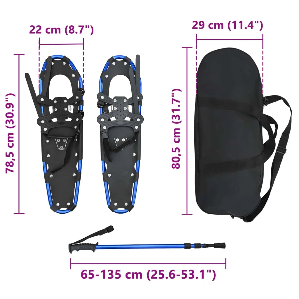 Racchette da neve 3 in 1 con bastoni da trekking Blu e Nero CFW2393881