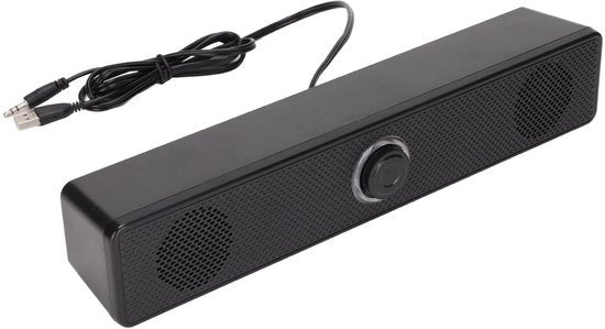 Altoparlanti per computer - Barra sonora da tavolo - Regolazione del volume - Nero - Barra sonora stereo mini - Adatto per PC e laptop - 3,5 mm ingresso