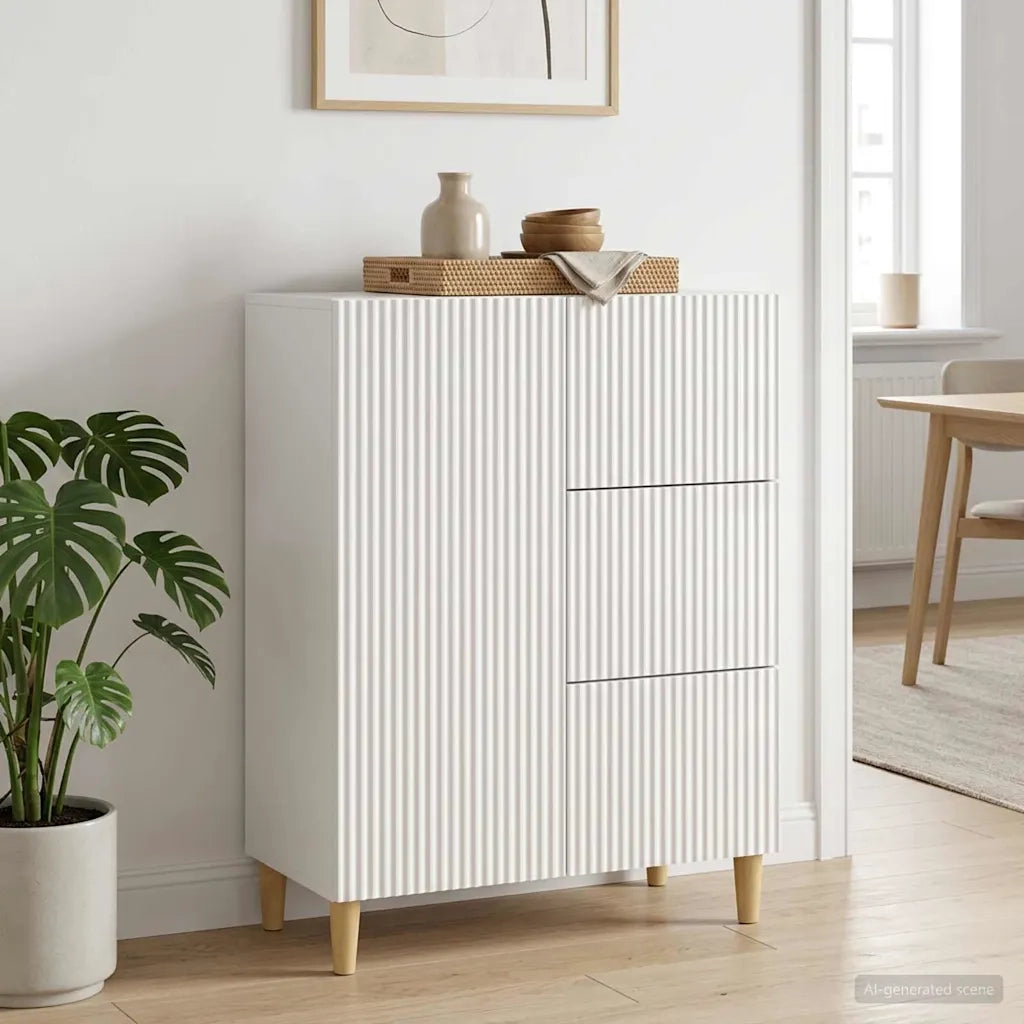 Credenza Bianco Lucido 66 x 34,5 x 90 cm Legno ingegnerizzato 894629