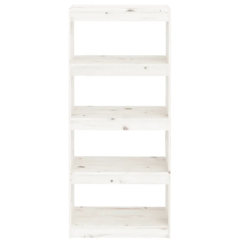 Libreria Divisorio-Scaffale per Libri-Mobile di Stoccaggio Bianco 60x30x135,5 cm Legno Massello di Pino