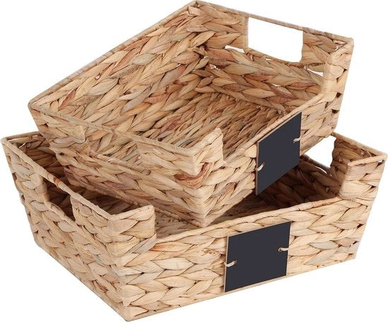 Set di archiviazione a 2 pezzi - cestini di rattan intrecciato per spazio di archiviazione decorativo - contenitori di archiviazione per mensoline e armadi - contenitori di archiviazione a forma di fiore d'acqua.