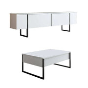 Mornasco, set Mobili da Soggiorno Modulabile, Bianco
