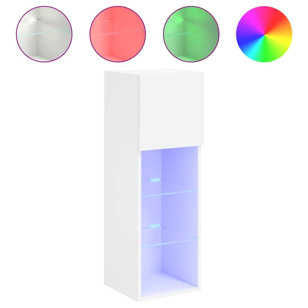Mobili Porta TV con Luci LED 2 pz Bianchi 30,5x30x90 cm 837002