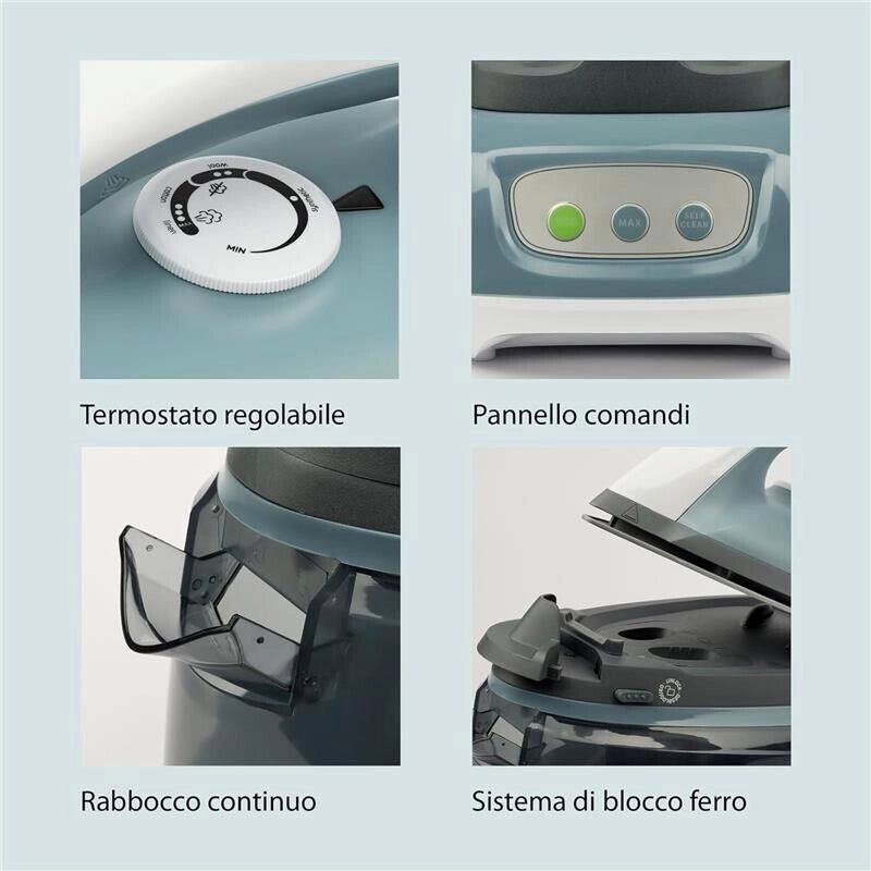 GIRMI SISTEMA STIRANTE CONTINUO 2200 WATT 3 BAR FILTRO ANTI-CALCARE FUNZIONE SELF-CLEAN 1500 CC AZZURRO SS04