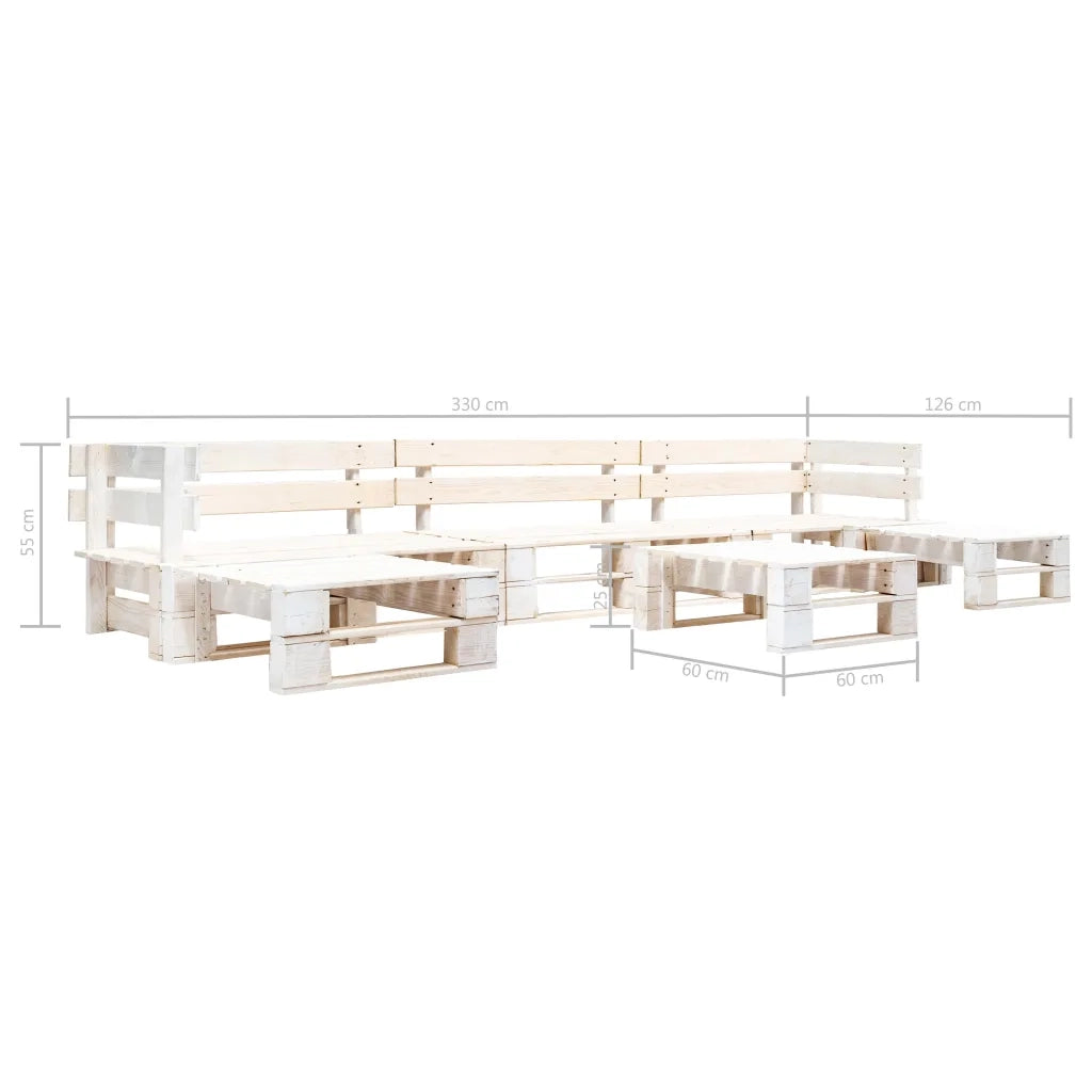Set Divani da Giardino su Pallet 6 pz in Legno Bianco cod mxl 44990