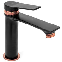 Rubinetto Da Lavabo Rea Viral Black Rose Gold Low
