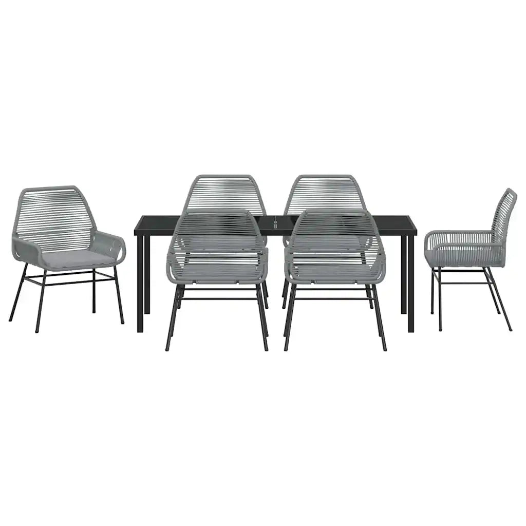 Set da Pranzo per Giardino con cuscino 7 pcs Grigio polyrattan 3380888