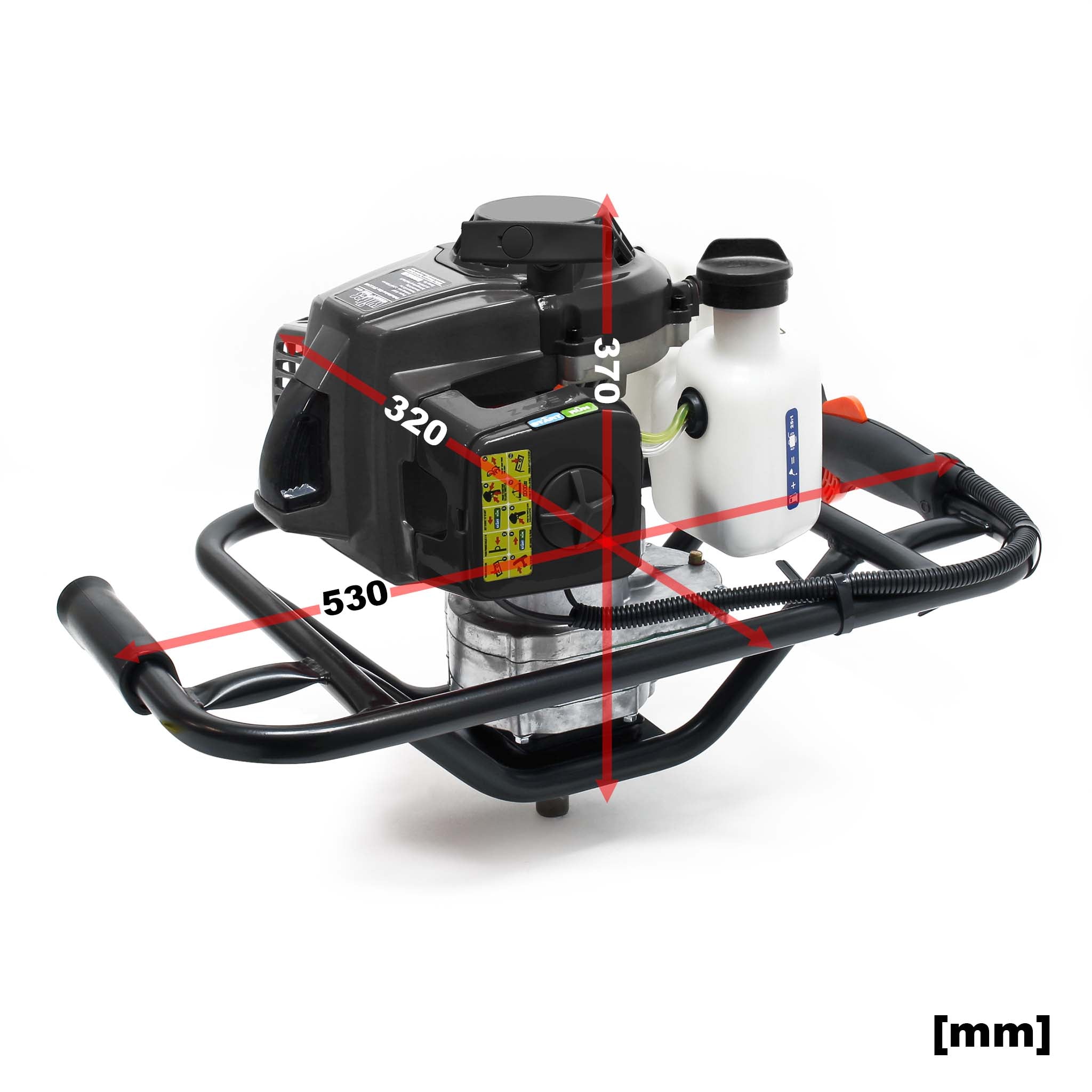 Mototrivella a benzina, motore 3 CV di 2.2kW e 63,3 ccm, Trivella a scoppio compatibile con coclee ø 100–300 mm