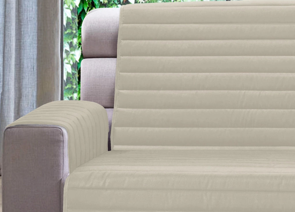 Copridivano Trapuntato Per Divani Con Penisola Modello Simpaty Colore Panna - 190 cm - Panna
