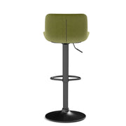 Set di 2 Sgabelli da Bar Girevoli e Regolabili in Altezza; Schienale Ergonomico; Velluto; Metallo e Legno; Verde