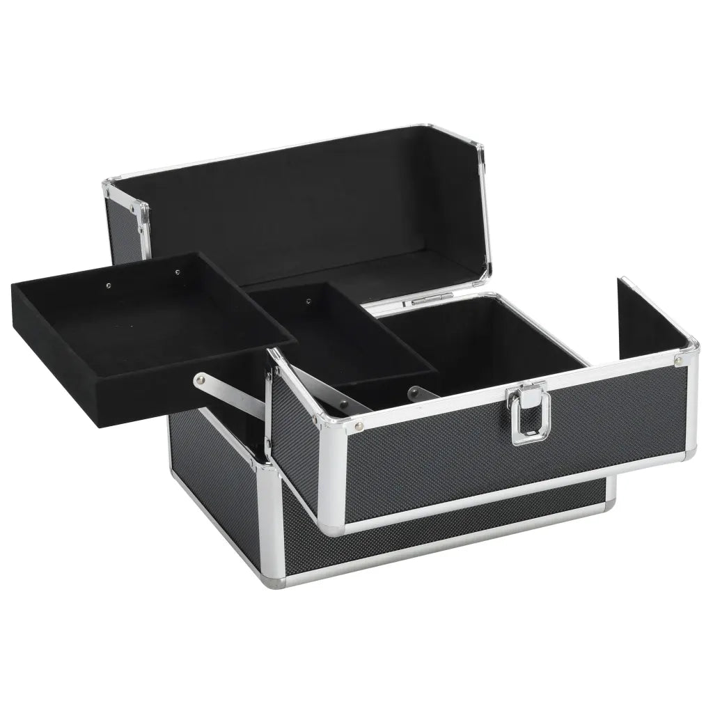 Valigia per Cosmetici 22x30x21 cm Nera in Alluminio 91829
