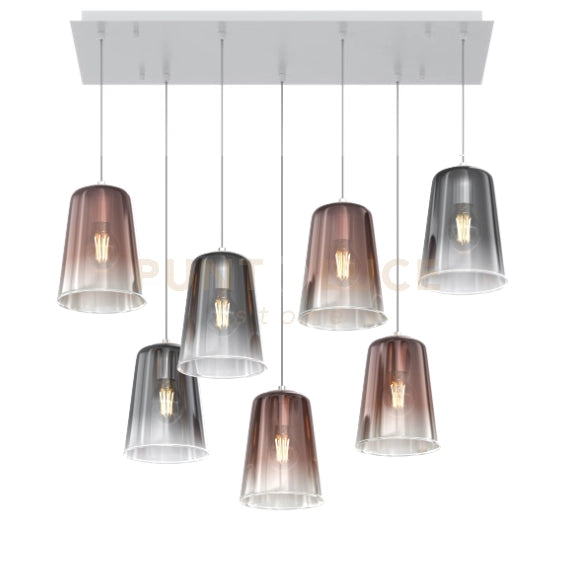 SOSPENSIONE BIANCO RETTANGOLARE 7 LUCI (4 RA + 3 CR) 1164BI-S7 R-RC
