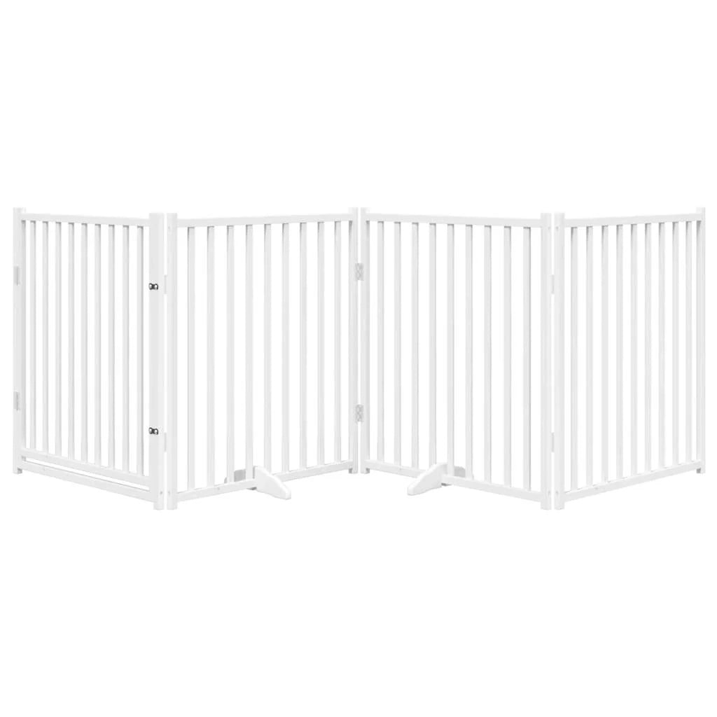 Cancelletto di sicurezza per cani con porta 4 pannelli legno massello di abete bianco 02_0023310