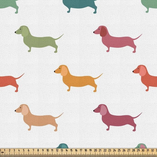 Tessuto per Metri, Cane Scottie per Piccole Razze, Copertura di Qualità per Accessori da Interno, 10M (148x1000cm), Verde Arancione Rosso