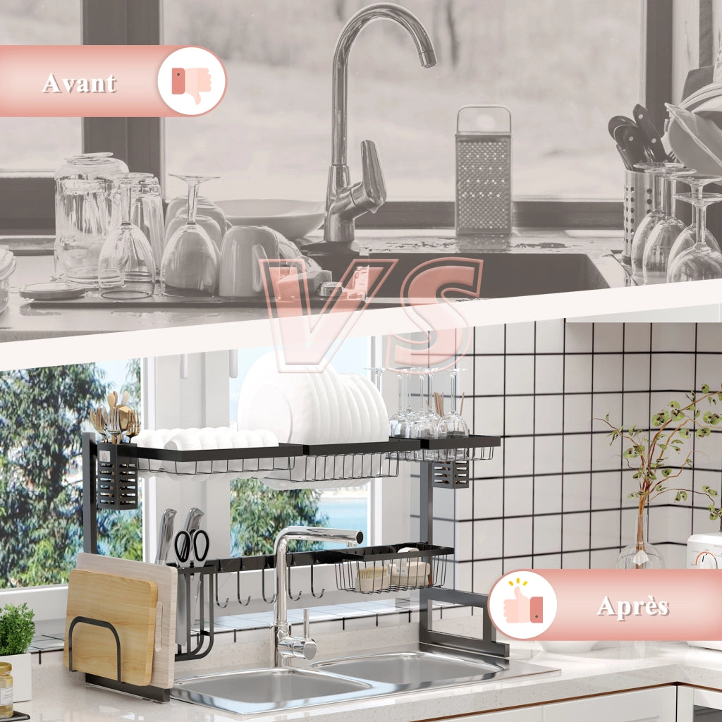 Tavolo da cucina con tagliere ¨C zephmum ¨C acciaio nero 93x30x52.5 cm