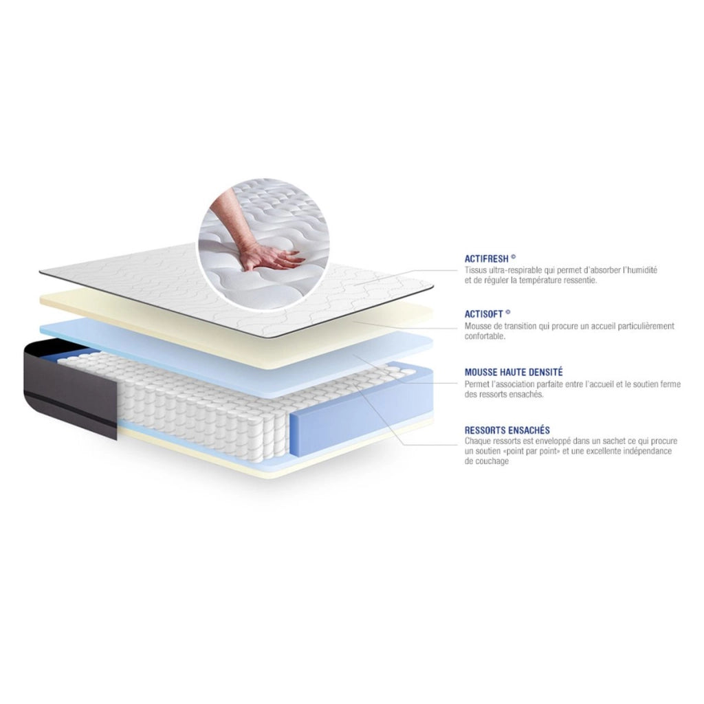 Materasso matrimoniale Actiflex night 200x200cm - Spessore : 20cm - Molle insacchettate - Molto rigido