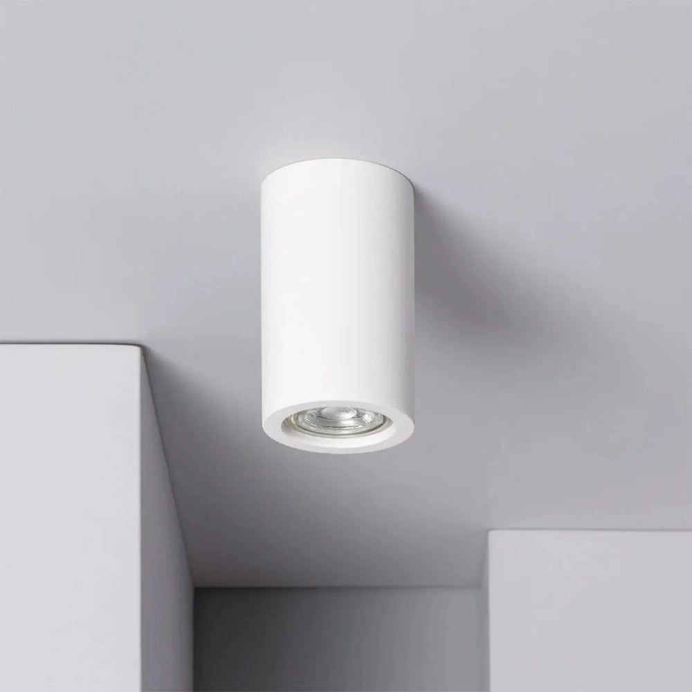 Trade Shop - Porta Faretto Lampada Soffitto Gu10 Cilindro Gesso H110mm Verniciabile Gs-c110-t -