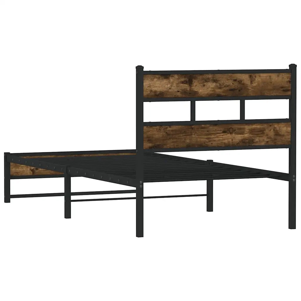 vidaXL Giroletto senza Materaso in Metallo Rovere Fumo 107x203 cm