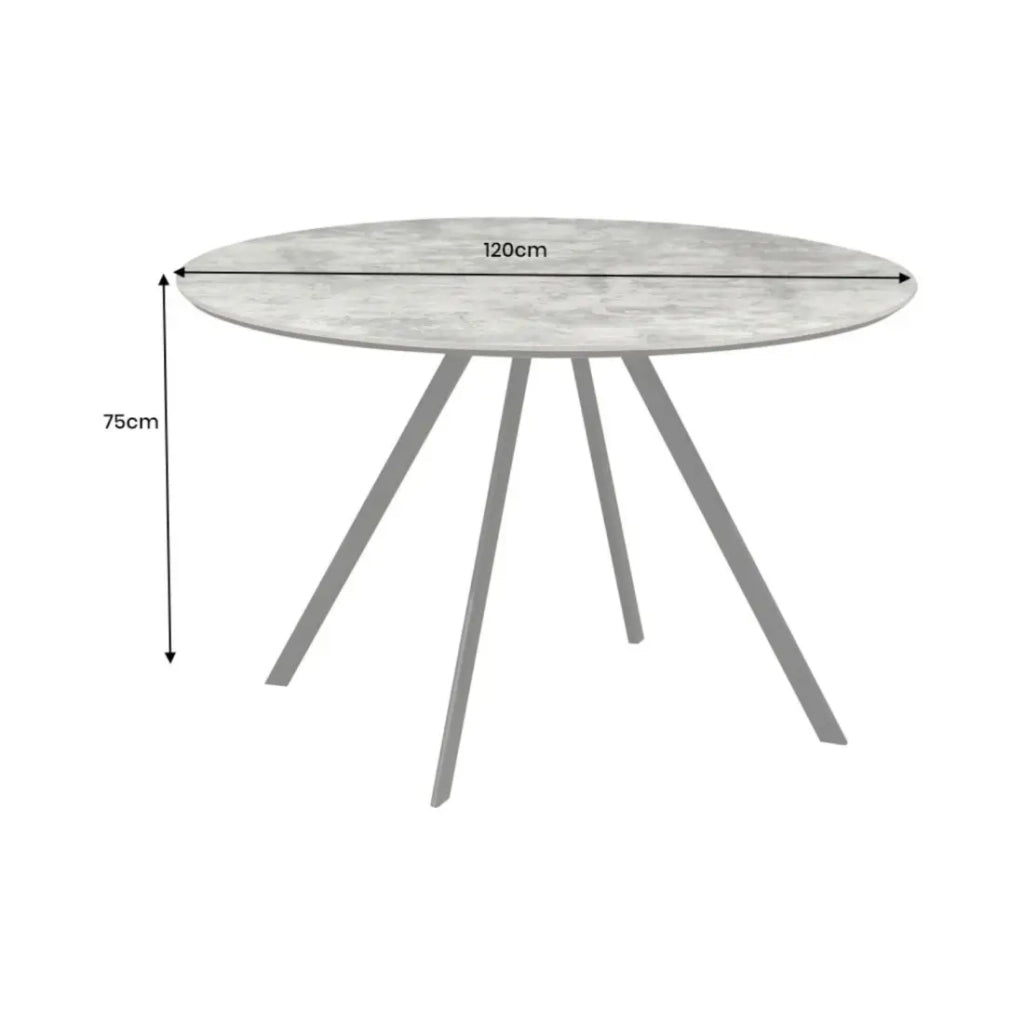 Tavolo da pranzo SOREN – Aspetto pietra e metallo – 120 cm – Rotondo – Stile moderno