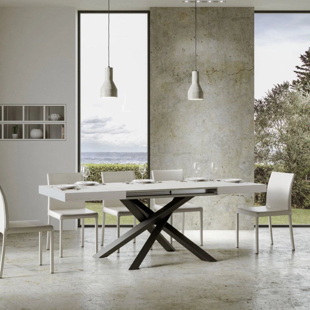 Tavolo allungabile 90x140/400 cm Volta bianco frassino telaio Antracite