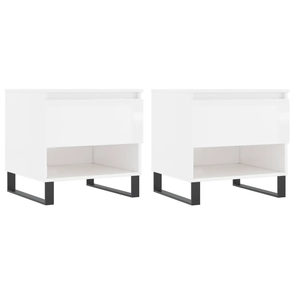 Tavolini Salotto 2pz Bianco Lucido 50x46x50cm Legno Multistrato 830929