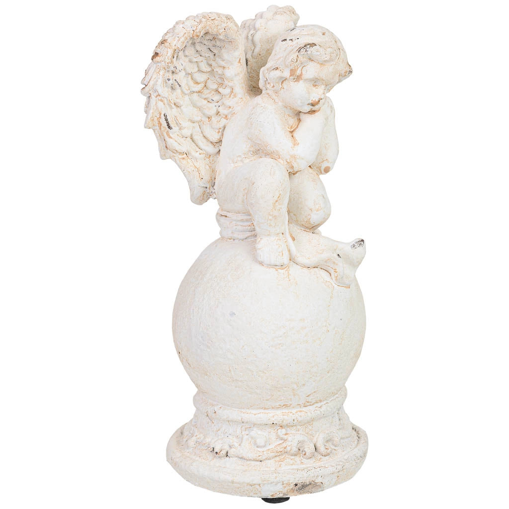 Figura decorativa a forma di angelo in magnesio bianco, 12x12x25h cm