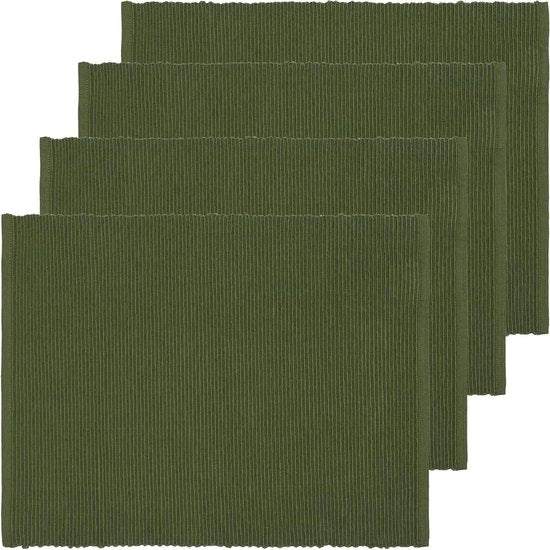 Set decorativo per tavola da pranzo da 4 placemats - 35x46 cm - 100% cotone rimboccato - lavabile in macchina - verde oliva scuro