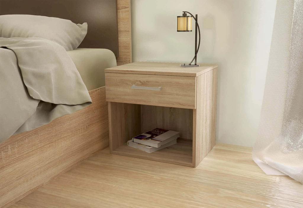 Comodino un cassetto e un vano in Legno Composito cm 44 4x33x43 5 - JAY