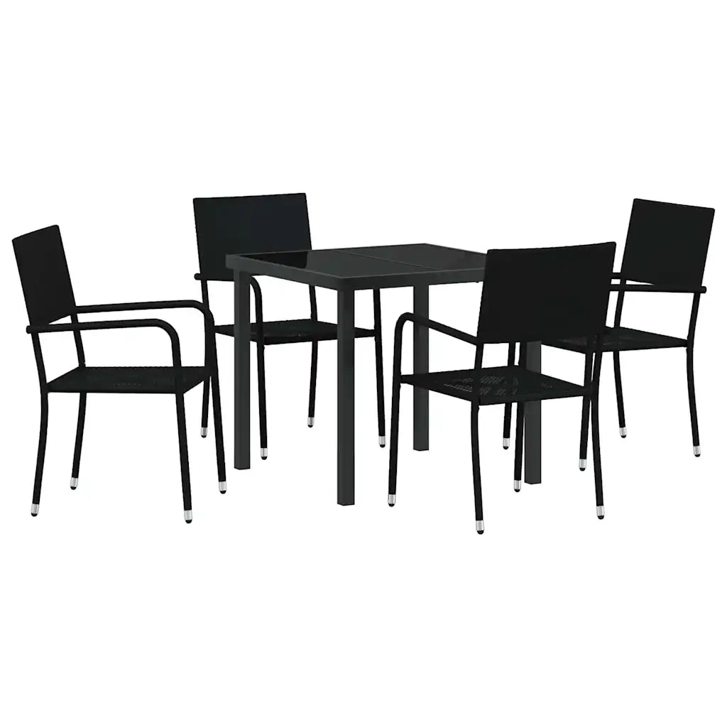 Set da Pranzo per Giardino con cuscino 5 pcs Nero polyrattan 3380037