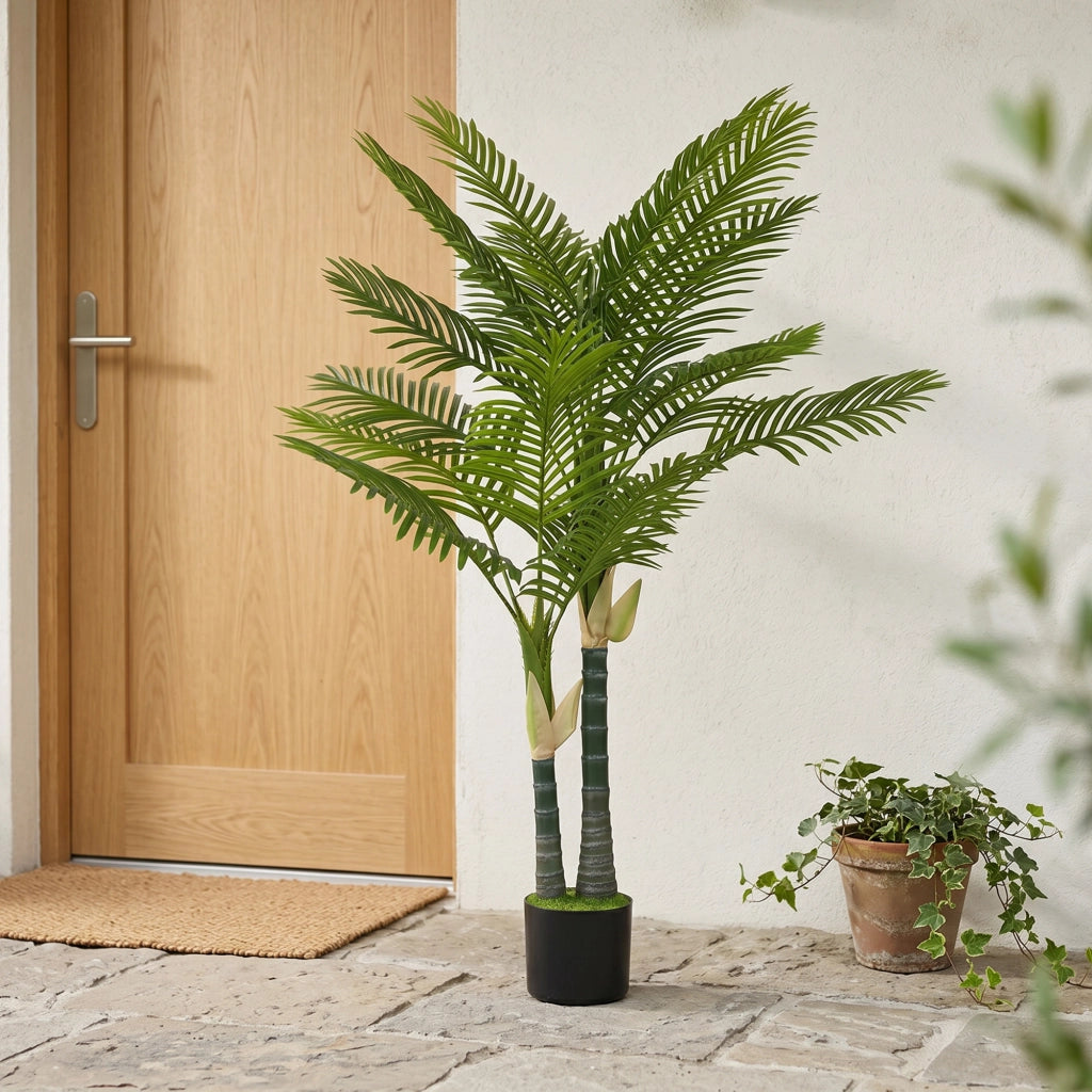 Palma Artificiale 150cm con 16 Foglie ¨C Minimal ¨C Verde in Vaso per Giardino Balcone
