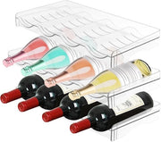 Organizzatore di bottiglie per frigorifero, contenitore di bottiglie per frigorifero, organizzatore di bottiglie universale per bicchieri da vino e bottiglie d'acqua sportive - 3 strati senza lato laterale - 12 bottiglie