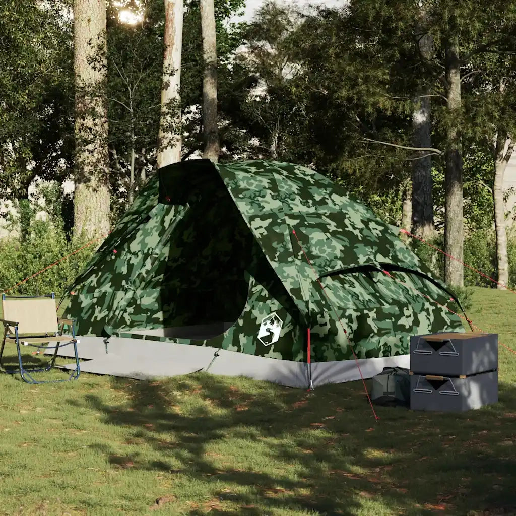 vidaXL Tenda da Campeggio a Cupola 4 Persone Mimetica Impermeabile