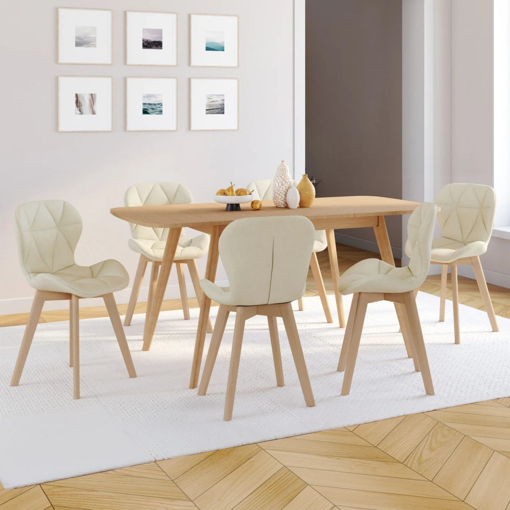 IDMarket - Set di 6 sedie da pranzo ROBINE in tessuto beige