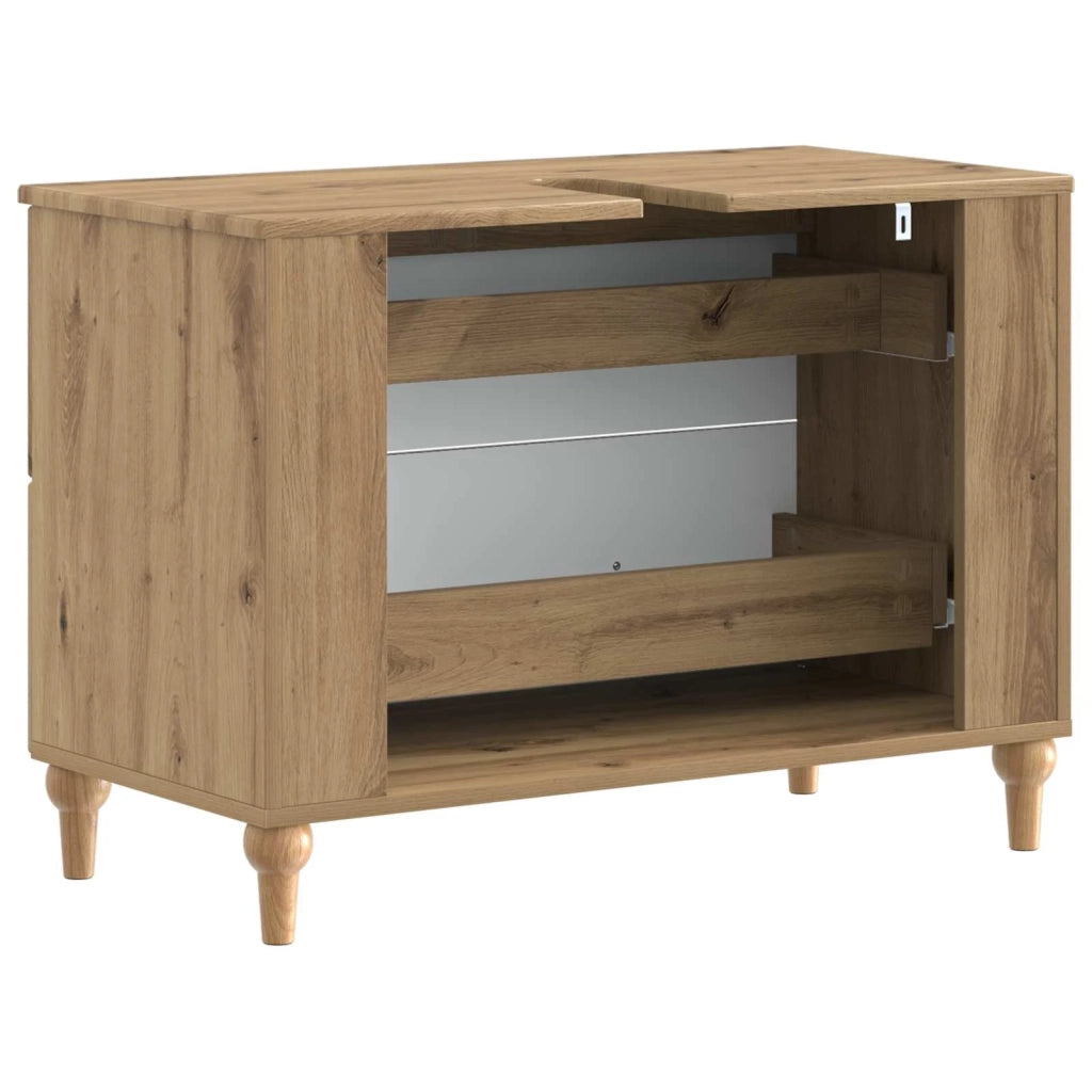 Armadio per Lavabo da Bagno ALKMAAR Rovere Artigianale 896144
