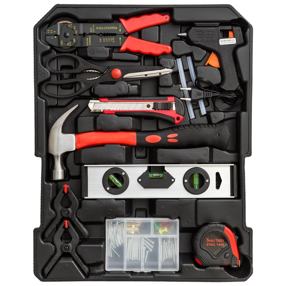 Trade Shop - Cassetta Attrezzi A Trolley Officina Portatile Con 187 Utensili 4 Scomparti -