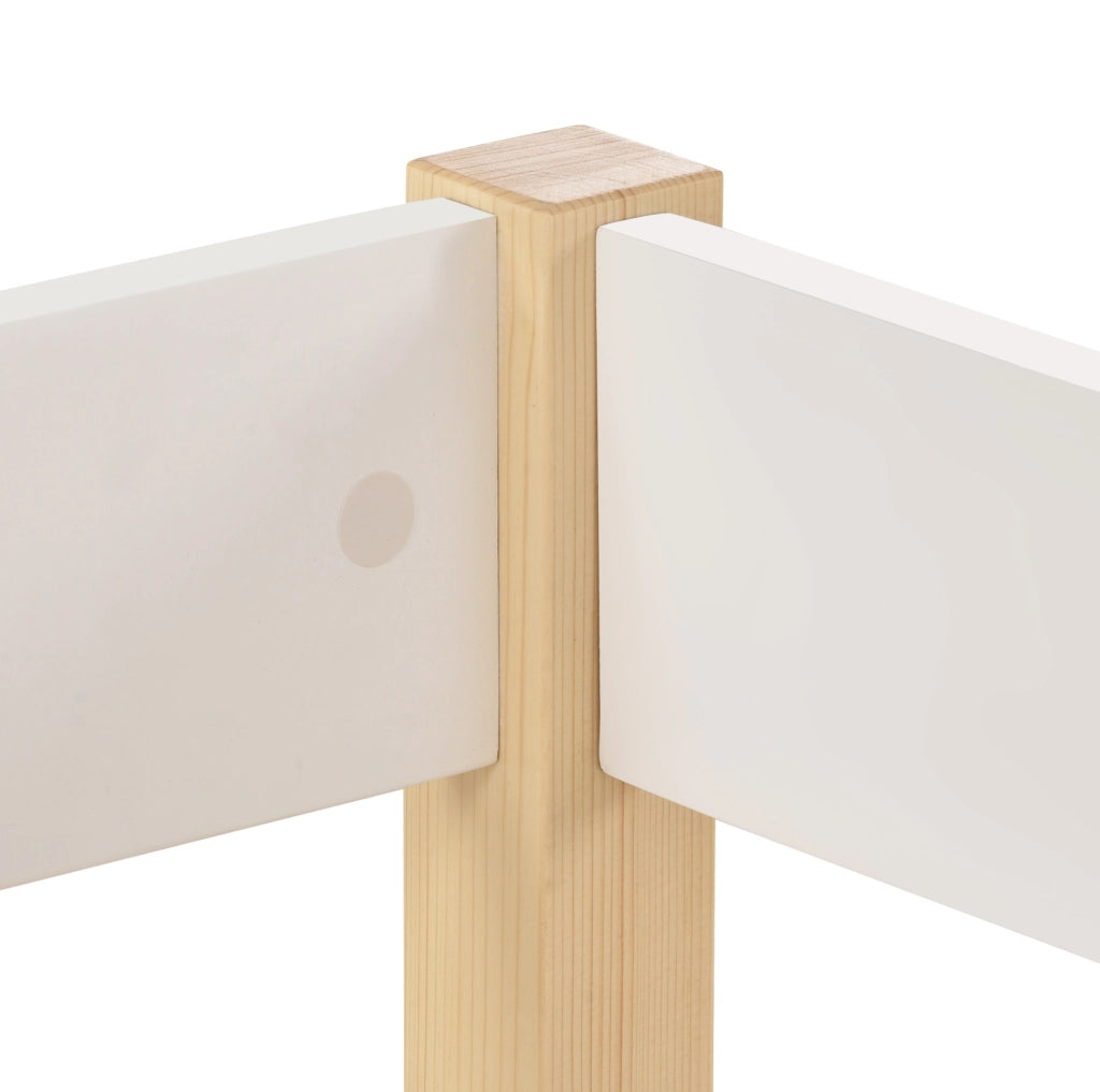 Letto semipiano per bambini 90x200 cm con protezione anticaduta; bianco
