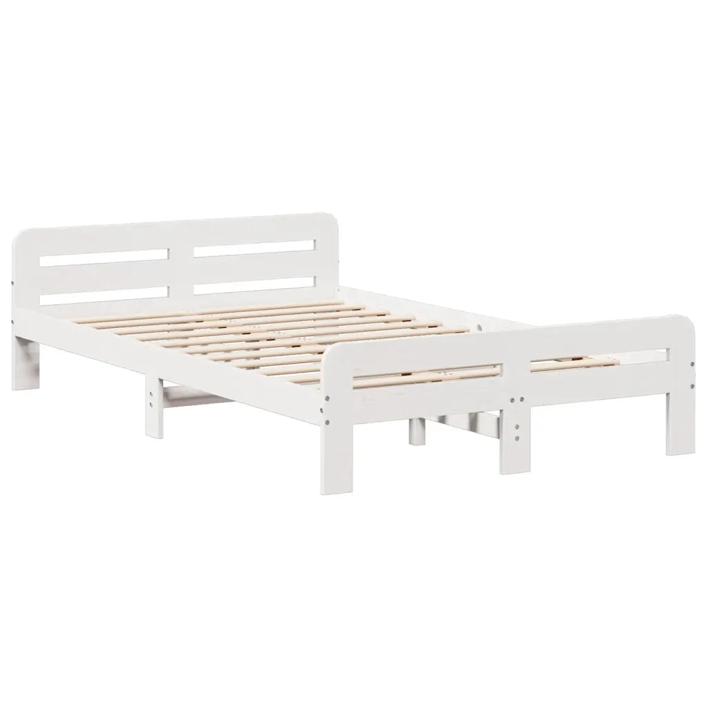 Letto senza Materasso Bianco 135x190 cm Legno Massello di Pino 3309054