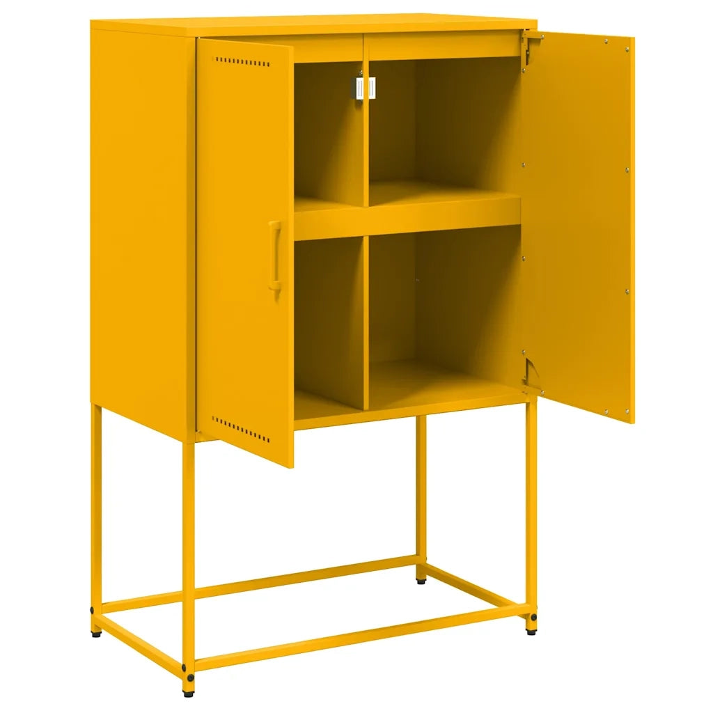 Credenza-Buffet-Armadio da cucina Giallo Senape 68,5x38,5x107 cm in Acciaio 184179