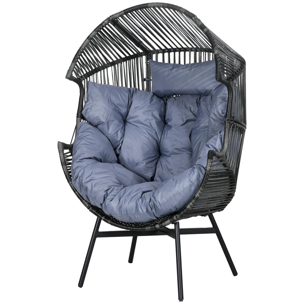 Poltrona giardino reclinabile ¨C Xylo ¨C PE rattan grigio nero 89x75x143 cm