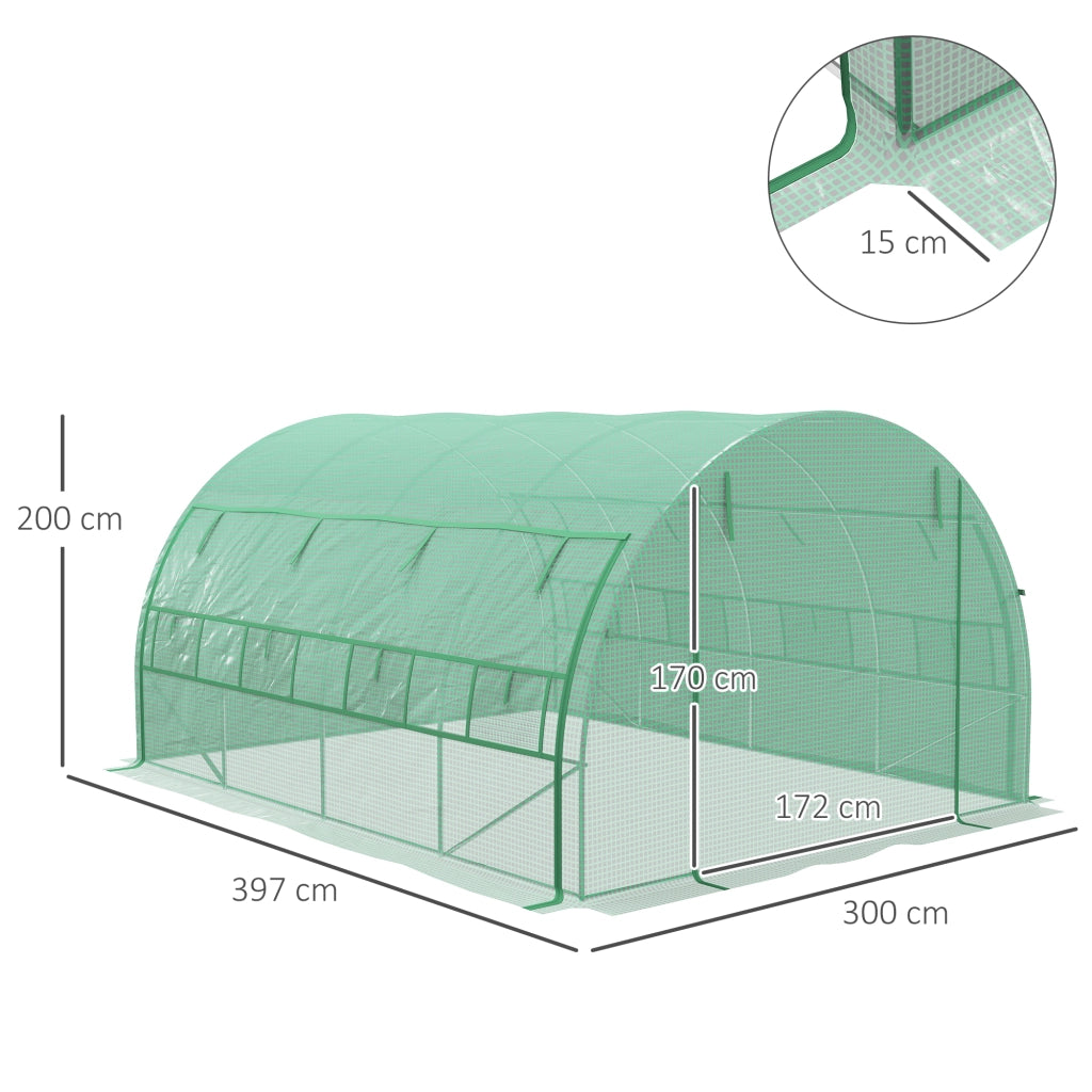 SERRE da giardino 3,97x3x2 m in acciaio verde