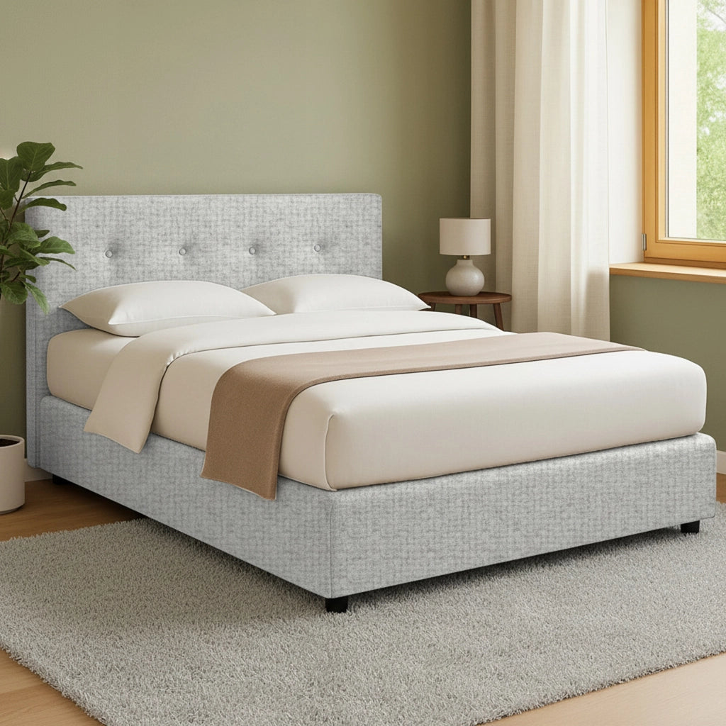 Oxford, Letto Matrimoniale Sfoderabile Made in Italy, Grigio Chiaro