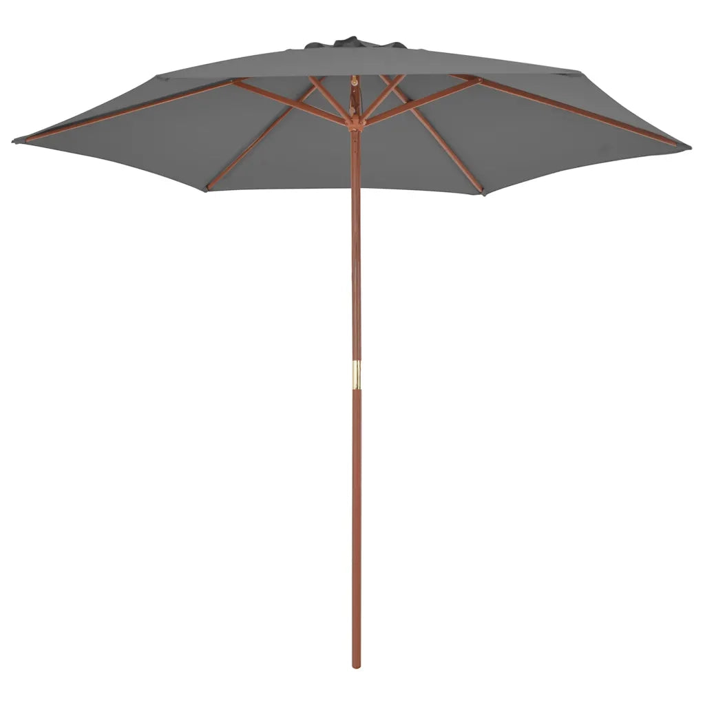 Ombrellone da Esterni-Ombrello da giardino con Palo in Legno 270 cm Antracite