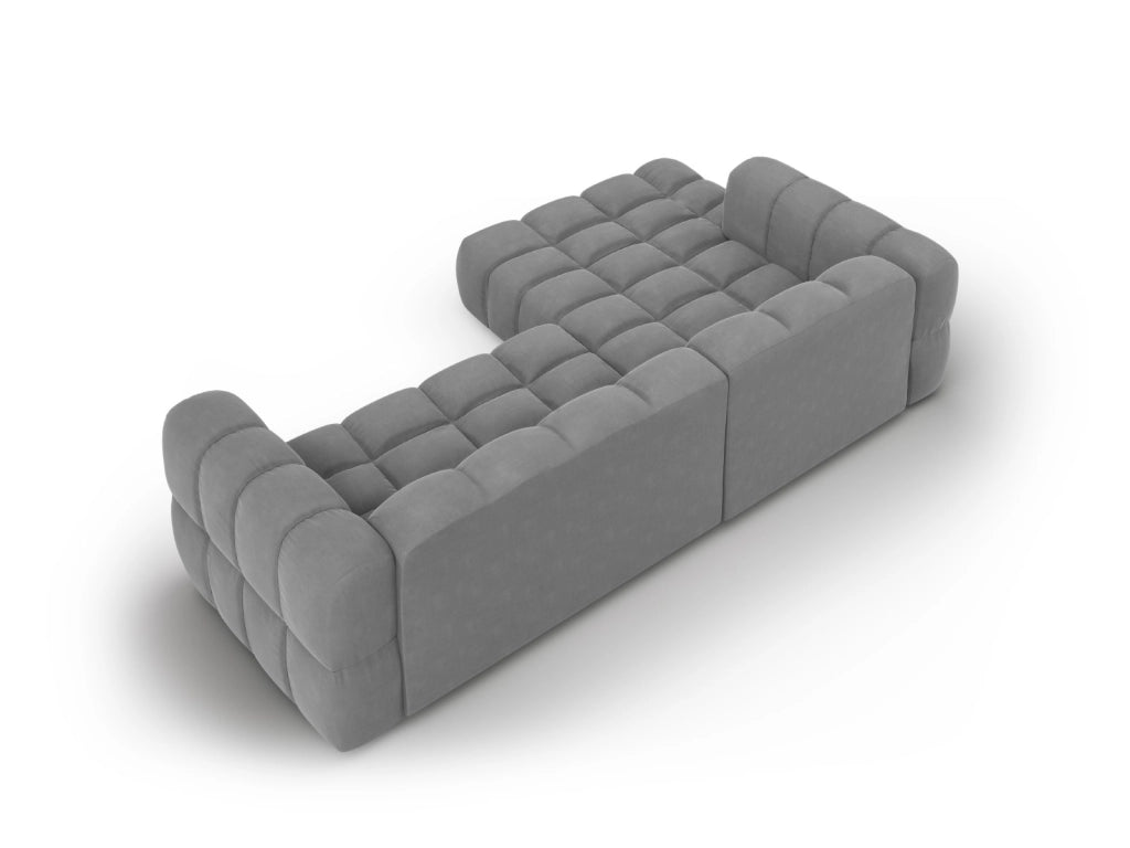 Cosmopolitan Design - Divano angolare modulare sinistro "Sky" 4 posti in velluto grigio chiaro 