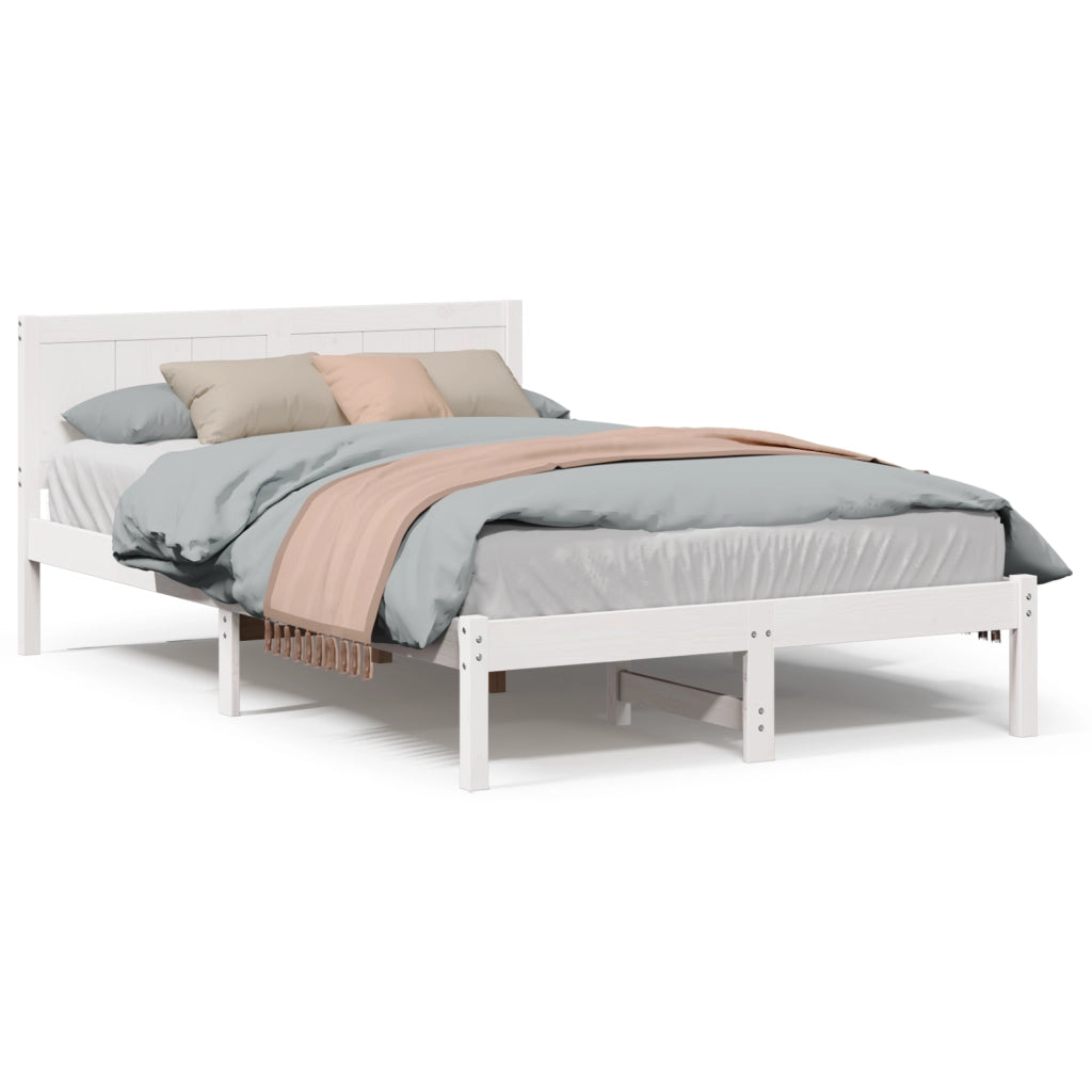 Struttura letto bianca Bianco Legno massello di pino 140 x 190 cm
