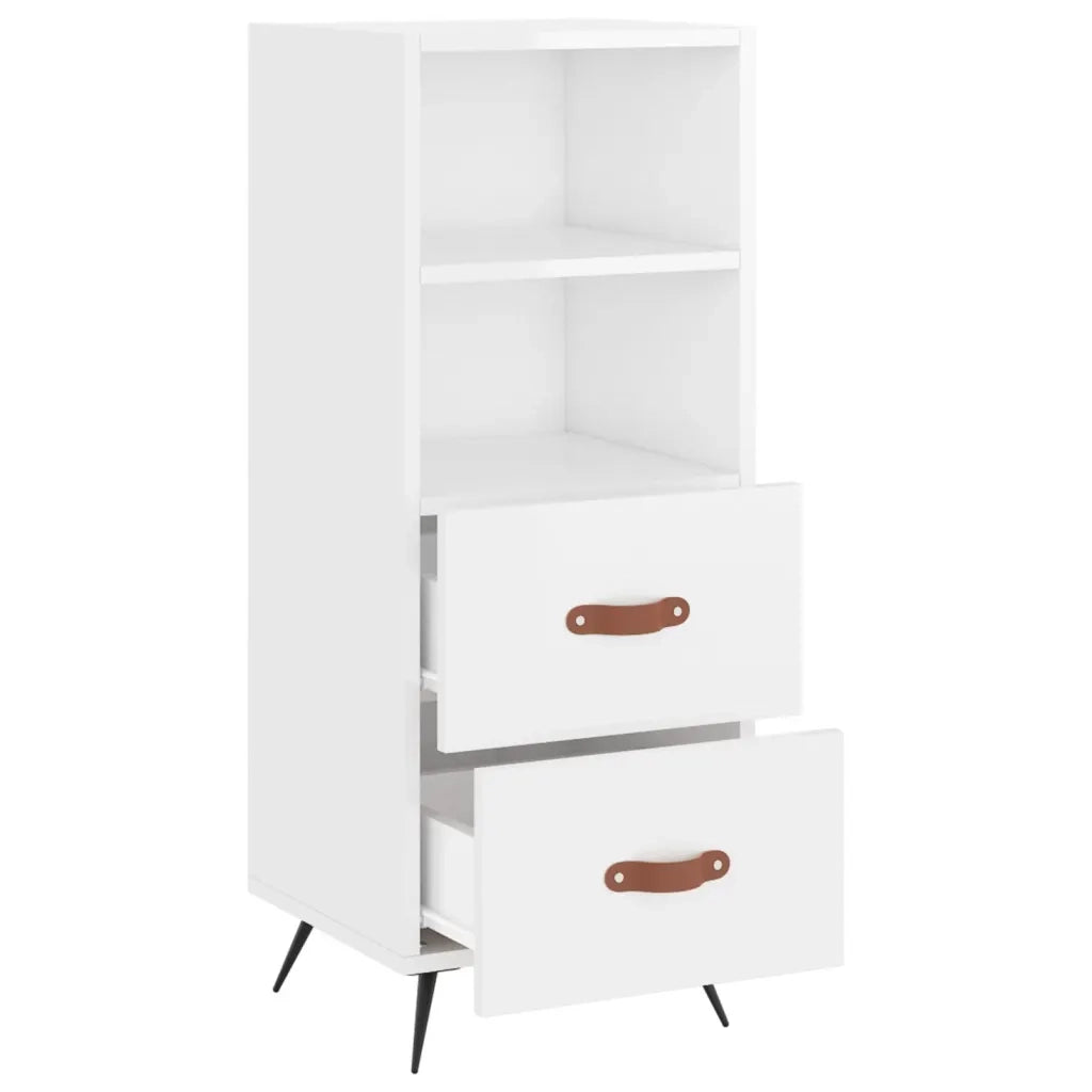 Credenza Bianco Lucido 34,5x34x90 cm in Legno Multistrato 828638