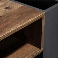 Tavolino in Legno Effetto Naturale con Cassetto Senza Maniglia, Scomparto Anteriore e Posteriore, Tavolino da Salotto Spazioso, Antracite, Nero + Grigio