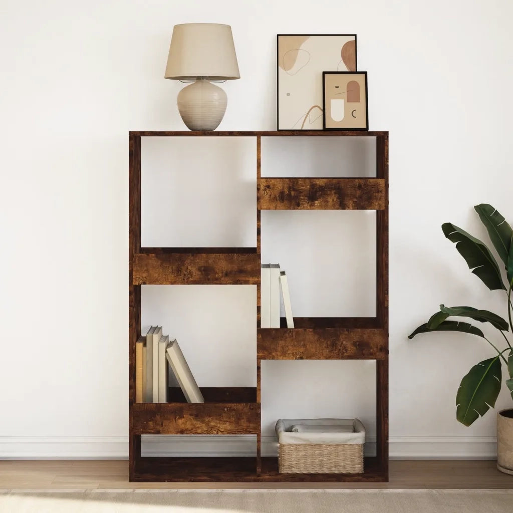 Libreria-Scaffale per Libri-Mobile di Stoccaggio Rovere Fumo 100x33x135 cm in Legno Multistrato