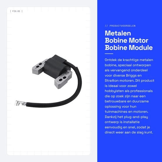 Modulo di sostituzione bobina metallica universale per motori Briggs e Stratton - Plug and Play - Tipo di articolo: Bobina - Codici OEM: 802574, 796964 - Incluso 1 pezzo - Parte motore