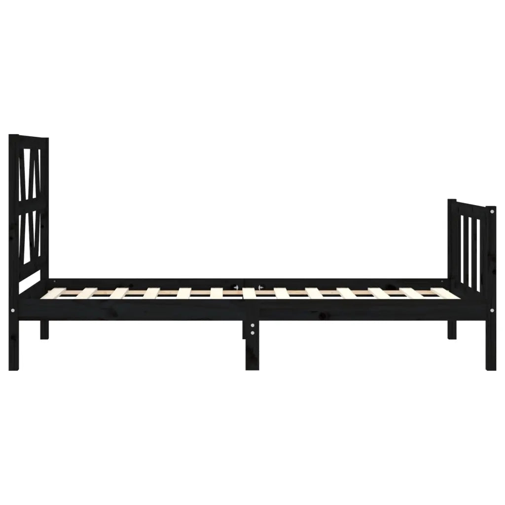 Giroletto con Testiera Nero Small Single in Legno Massello 3192455